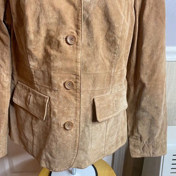 Alfani size large brown 100% leather button front jacket - Picture 3 of 8